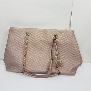 Perlina rose, gold, and brown tote/shoulder bag